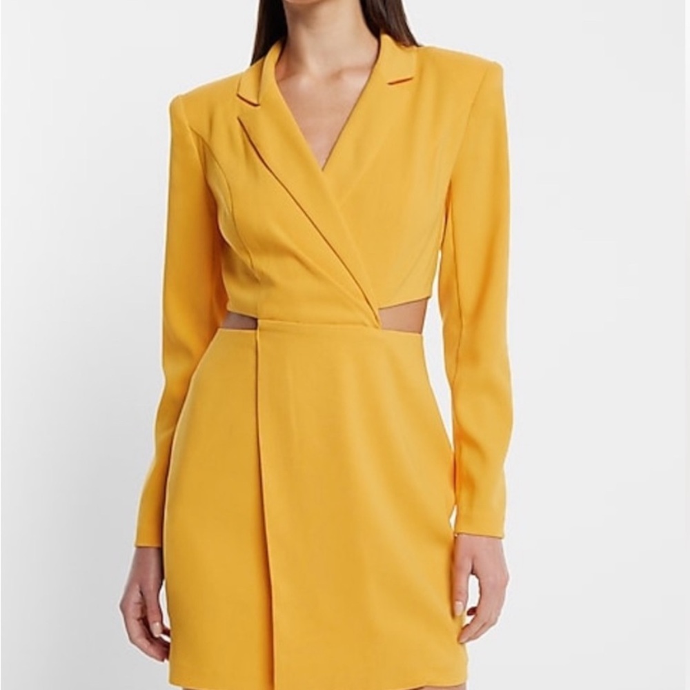 Express Stylish Yellow Blazer Dress
